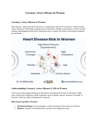 Coronary Artery Disease In Women