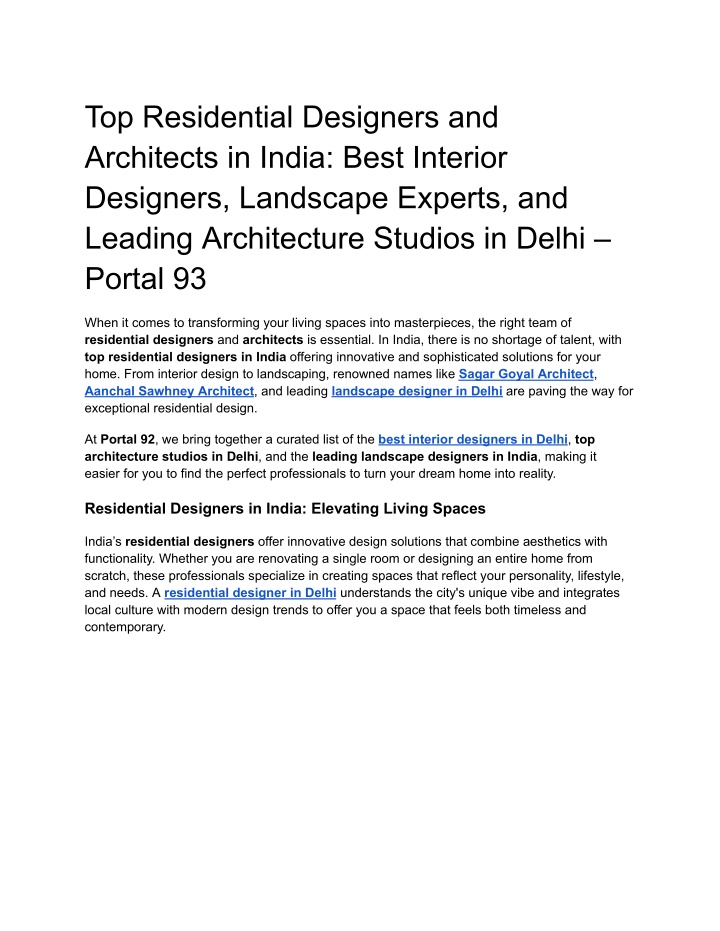 top residential designers and architects in india