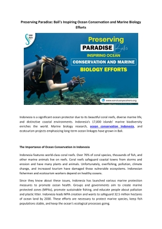 Preserving Paradise Bali Inspiring Ocean Conservation and Marine Biology Efforts
