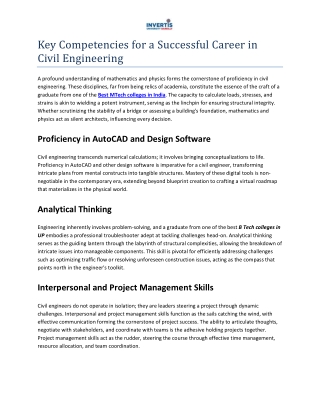 Key Competencies for a Successful Career in Civil Engineering