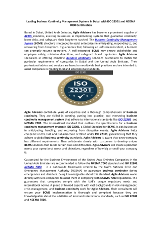 leading business continuity management systems