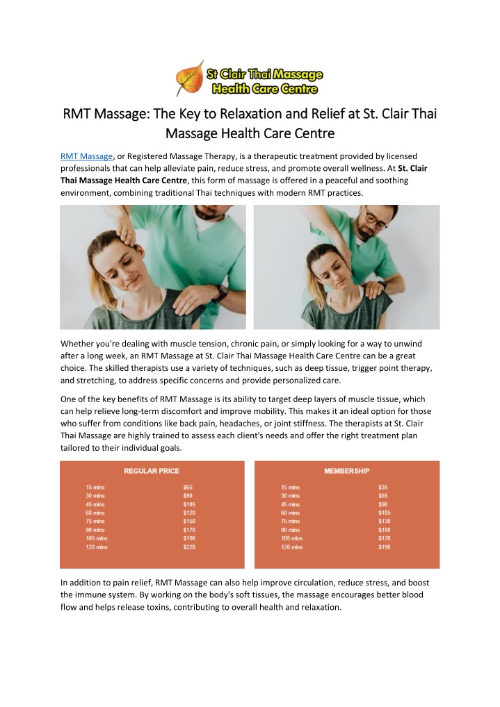 rmt massage the key to relaxation and relief