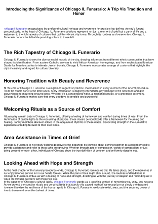Unveiling the Significance of Chicago IL Funerario: A Trip Through Practice and Honor