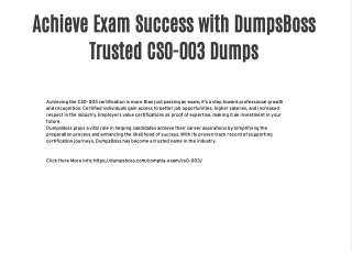 DumpsBoss Certified CS0-003 Dumps for Your Sure Success