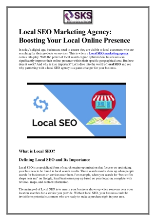 Local SEO Marketing Agency Boosting Your Local Online Presence
