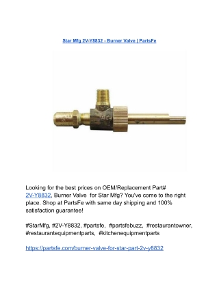 Star Mfg 2V-Y8832 - Burner Valve _ PartsFe