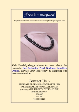 Buy Saltwater Pearl Necklace Jewellery Online | Pearlsbymangatrai.com