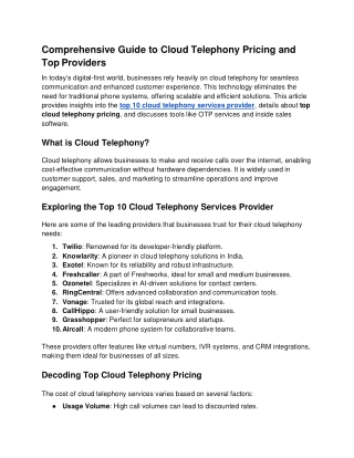 comprehensive guide to cloud telephony pricing
