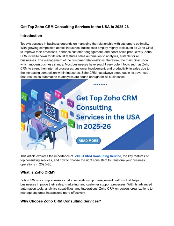 get top zoho crm consulting services