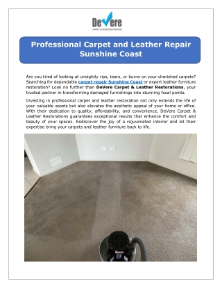 Professional Carpet and Leather Repair Sunshine Coast