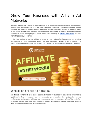 grow your business with affiliate ad networks
