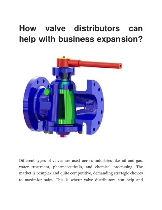 how valve distributors can help with business