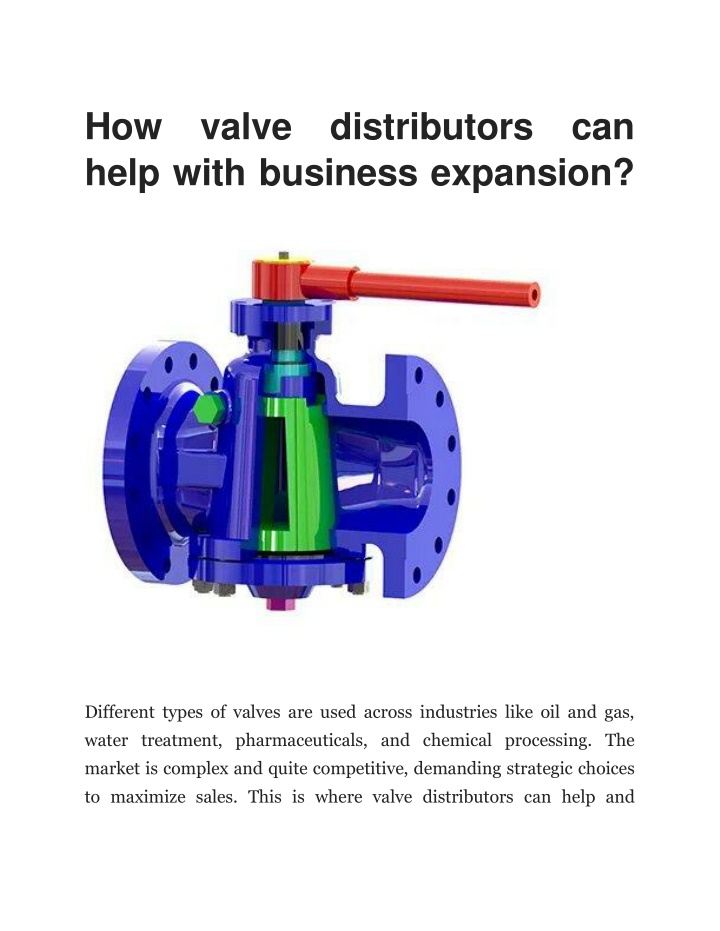 how valve distributors can help with business