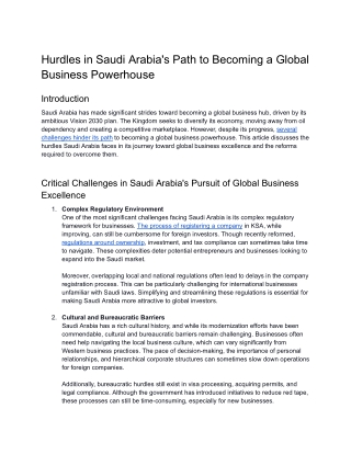 PDF Hurdles in Saudi Arabia's Path to Becoming a Global Business Powerhouse