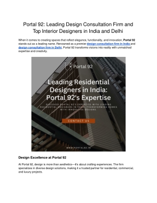 Portal 92_ Leading Design Consultation Firm and Top Interior Designers in India and Delhi (1)