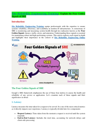 site reliability engineering training explain