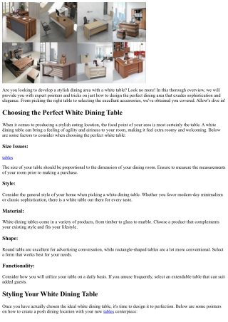 Produce a Trendy Dining Area with a White Table