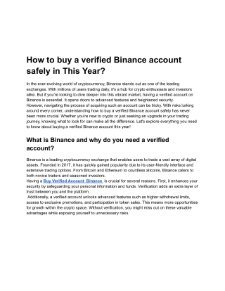 How to Buy Verified Binance Account in 5 minutes Right Way