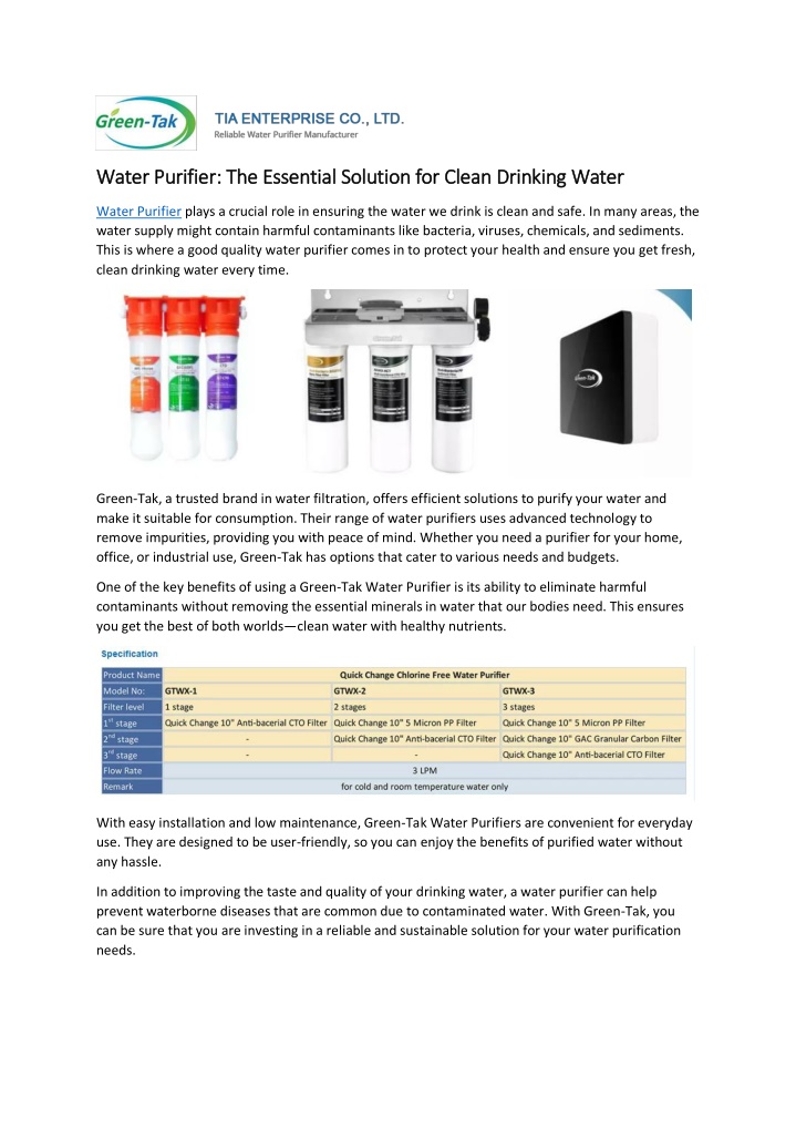 water purifier the essential solution for clean