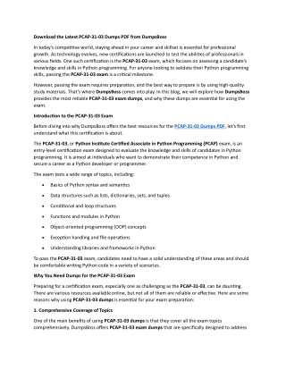 download the latest pcap 31 03 dumps pdf from