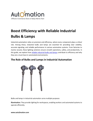 Boost Efficiency with Reliable Industrial Bulbs & Lamps