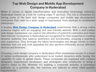 Top Web Design and Mobile App Development Company in Hyderabad