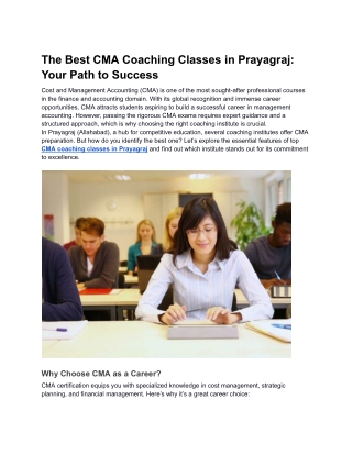 The Best CMA Coaching Classes in Prayagraj_ Your Path to Success