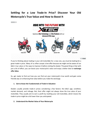 Settling for a Low Trade-In Price? Discover Your Old Motorcycle's True Value