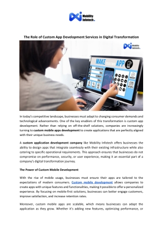the role of custom app development services