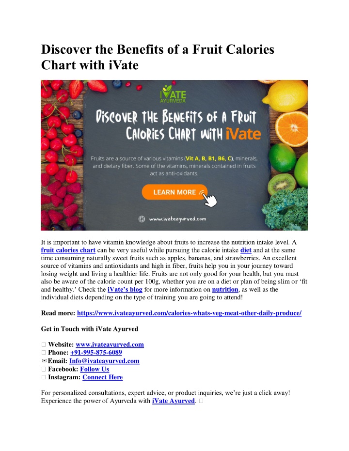 discover the benefits of a fruit calories chart