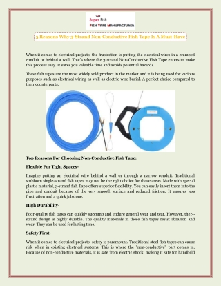 5 Reasons Why 3-Strand Non-Conductive Fish Tape Is A Must-Have