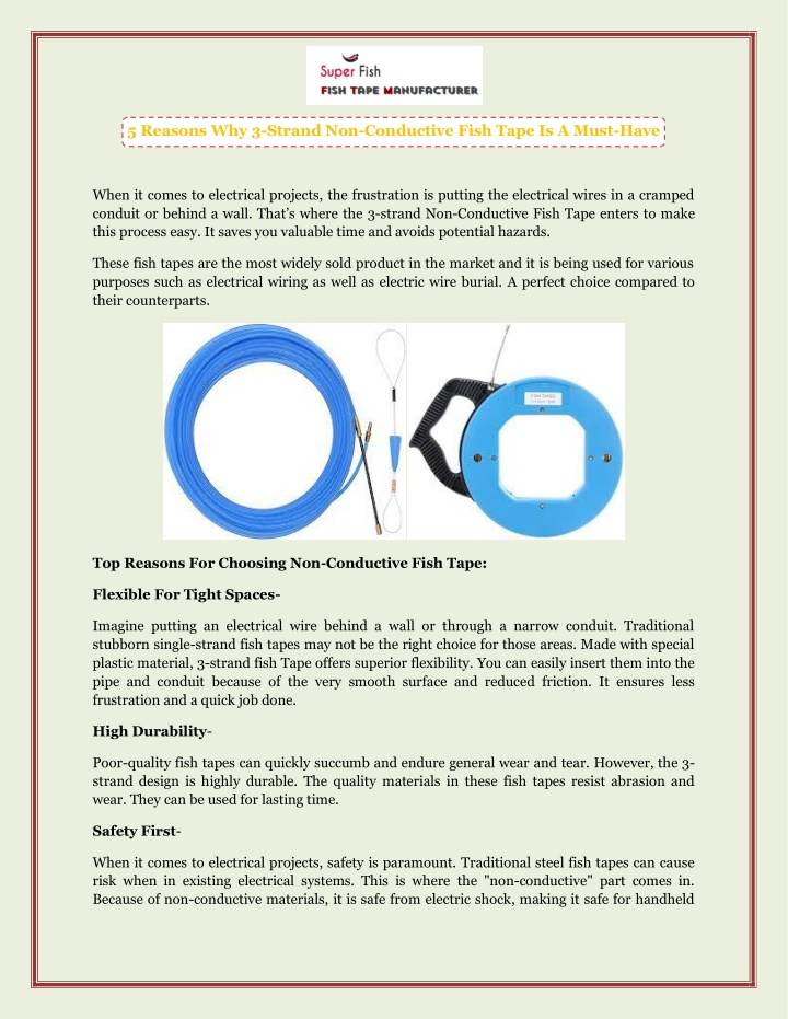 5 reasons why 3 strand non conductive fish tape