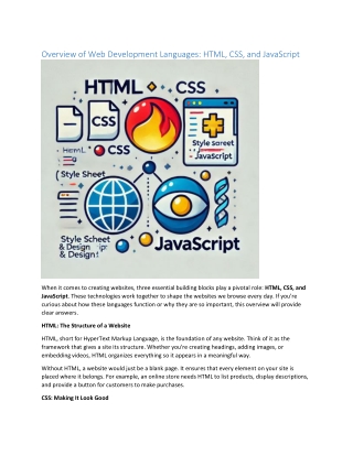 Overview of Web Development Languages HTML, CSS, and JavaScript