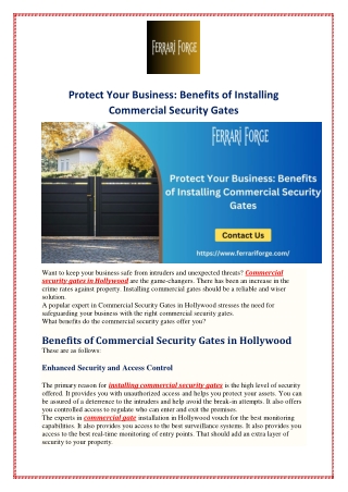 Protect Your Business: Benefits of Installing Commercial Security Gates