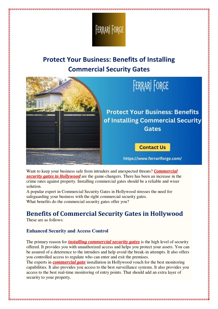 protect your business benefits of installing