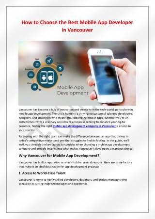 how to choose the best mobile app developer