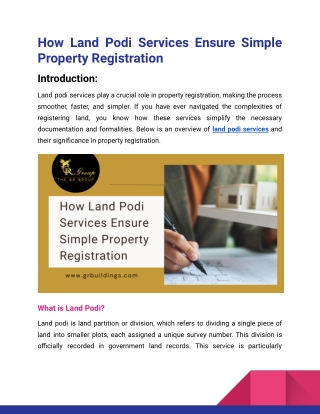 how land podi services ensure simple property