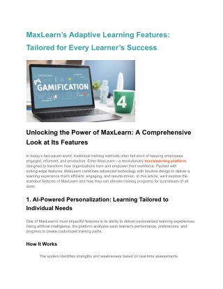 maxlearn s adaptive learning features