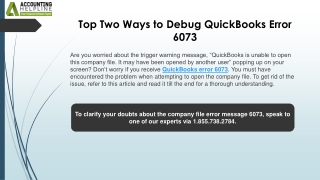 top two ways to debug quickbooks error 6073