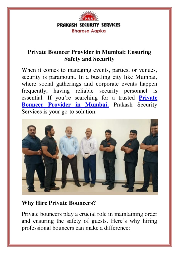 private bouncer provider in mumbai ensuring