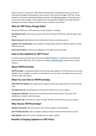Stay Updated for TMT Price Today