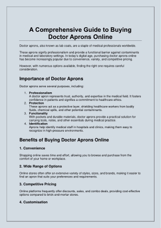 A Comprehensive Guide to Buying Doctor Aprons Online