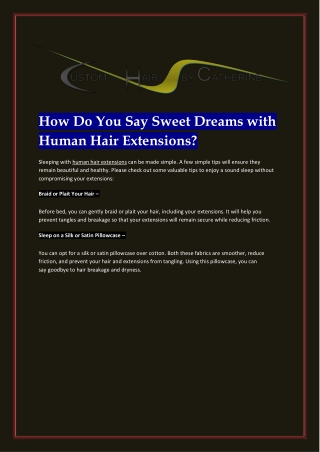 How Do You Say Sweet Dreams with Human Hair Extensions