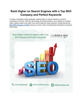 Rank Higher on Search Engines with a Top SEO Company and Perfect Keywords