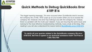 quick methods to debug quickbooks error 6189 816