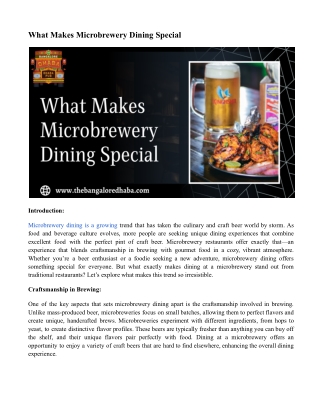 What Makes Microbrewery Dining Special