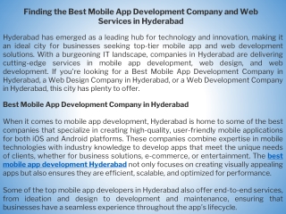 Finding the Best Mobile App Development Company and Web Services in Hyderabad