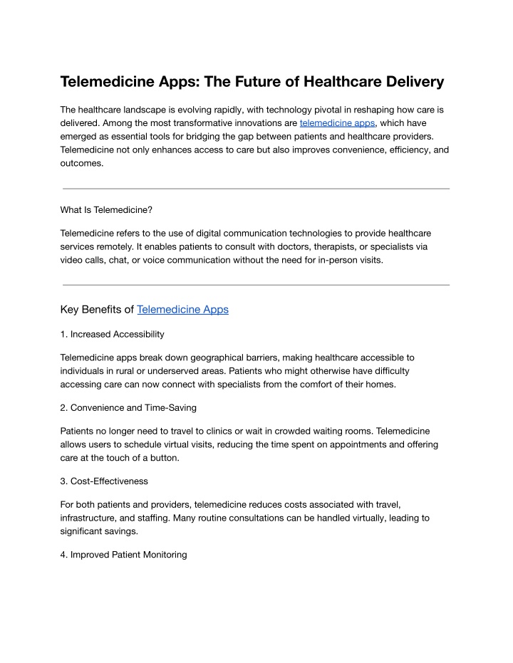 telemedicine apps the future of healthcare