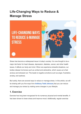 life changing ways to reduce manage stress