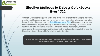 effective methods to debug quickbooks error 1722